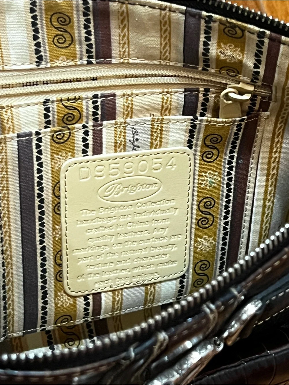 Brighton Brown and Black Textured Leather Satchel with Heart Accent